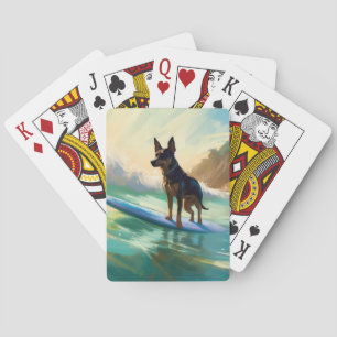 Australian Kelpie Beach Surfing Painting Playing Cards
