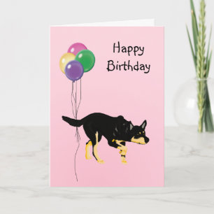 Australian Kelpie, Birthday Balloons Card
