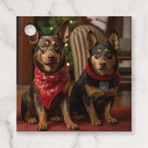 Australian Kelpie by the Fireplace Christmas Favour Tags