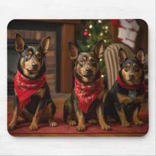 Australian Kelpie by the Fireplace Christmas Mouse Mat