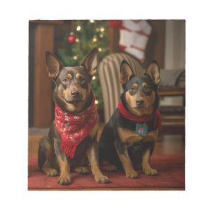 Australian Kelpie by the Fireplace Christmas Notepad