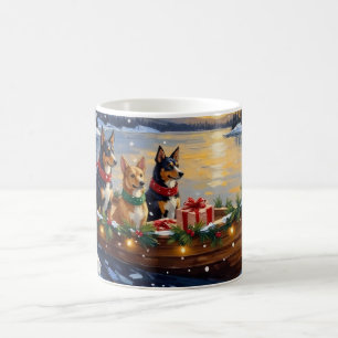 Australian Kelpie Christmas Boat Holiday Coffee Mug