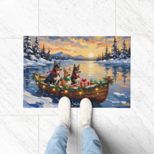Australian Kelpie Christmas Boat Holiday Doormat