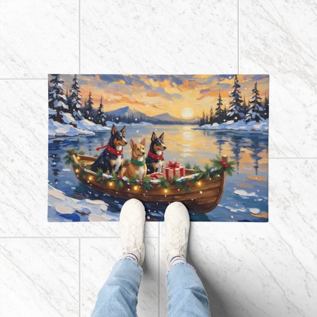 Australian Kelpie Christmas Boat Holiday Doormat (Indoor)