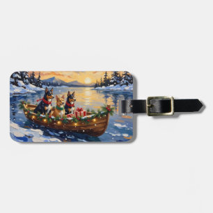 Australian Kelpie Christmas Boat Holiday Luggage Tag