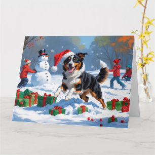 Australian Kelpie Christmas Festive Snow Scene Card