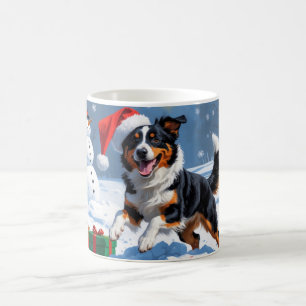 Australian Kelpie Christmas Festive Snow Scene Coffee Mug
