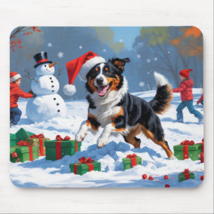 Australian Kelpie Christmas Festive Snow Scene Mouse Mat