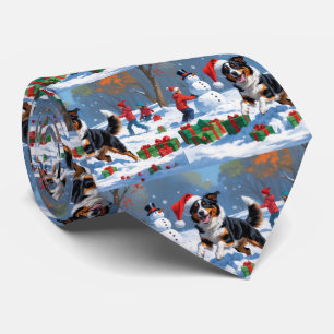 Australian Kelpie Christmas Festive Snow Scene Tie