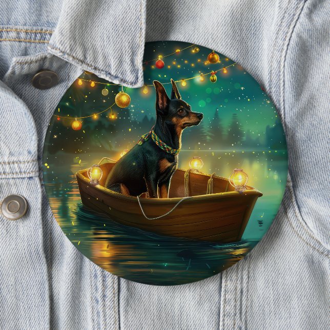 Australian Kelpie Christmas Festive Voyage 6 Cm Round Badge (In Situ)