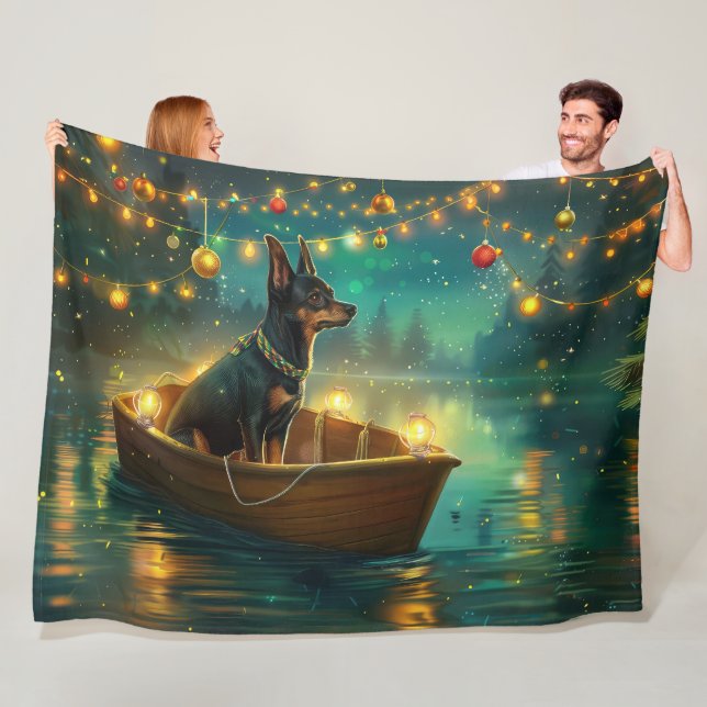Australian Kelpie Christmas Festive Voyage Fleece Blanket (In Situ)