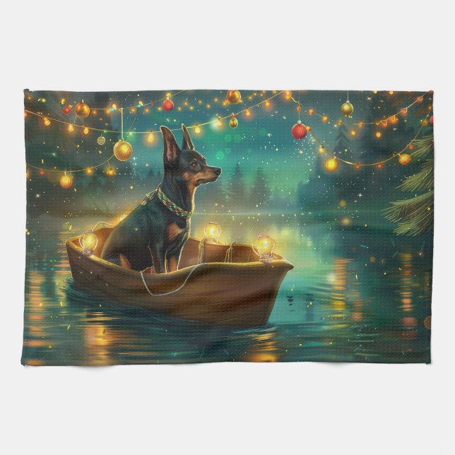 Australian Kelpie Christmas Festive Voyage Tea Towel (Horizontal)