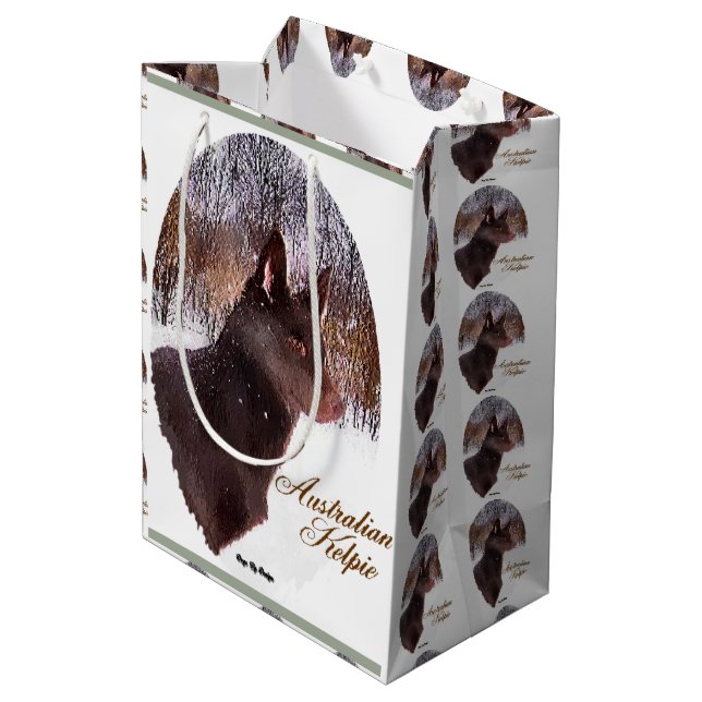Australian Kelpie Christmas Medium Gift Bag (Back Angled)