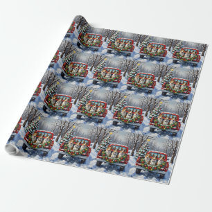 Australian Kelpie Christmas Red Truck Holiday Wrapping Paper