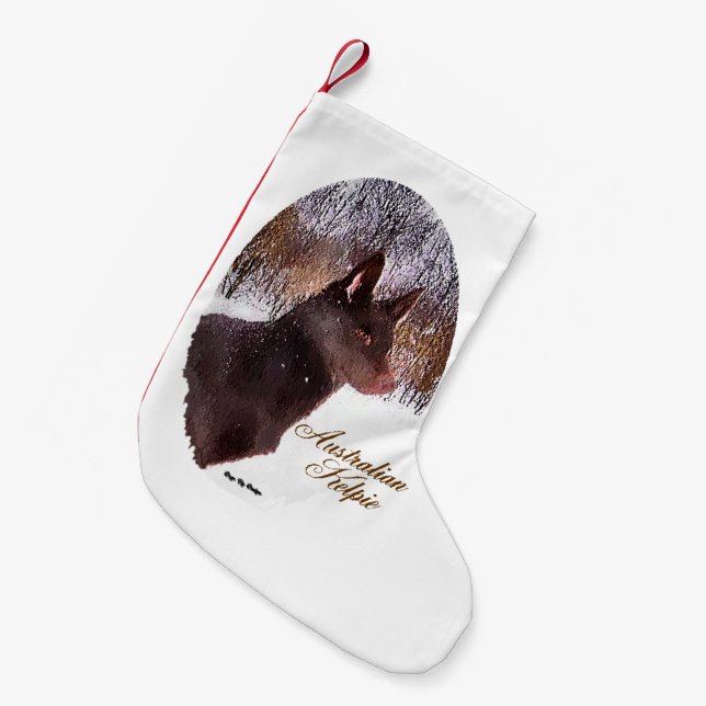 Australian Kelpie Christmas Small Christmas Stocking (Front (Hanging))