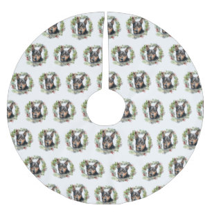 Australian Kelpie Christmas Wreath Festive Pup Brushed Polyester Tree Skirt