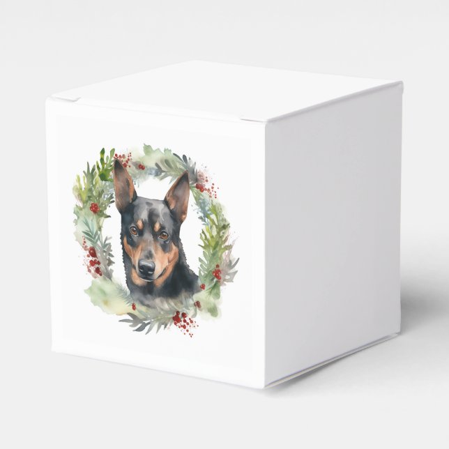 Australian Kelpie Christmas Wreath Festive Pup  Favour Box (Front Side)