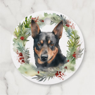 Australian Kelpie Christmas Wreath Festive Pup Favour Tags