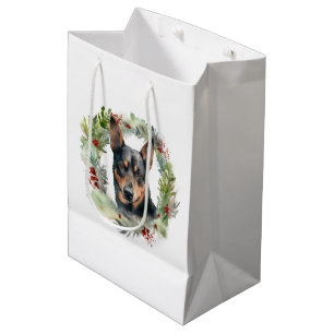 Australian Kelpie Christmas Wreath Festive Pup Medium Gift Bag
