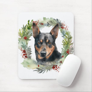Australian Kelpie Christmas Wreath Festive Pup  Mouse Mat