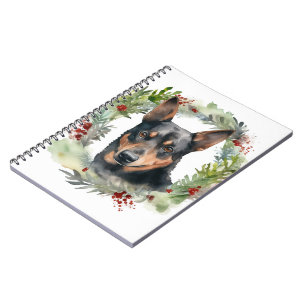 Australian Kelpie Christmas Wreath Festive Pup Notebook