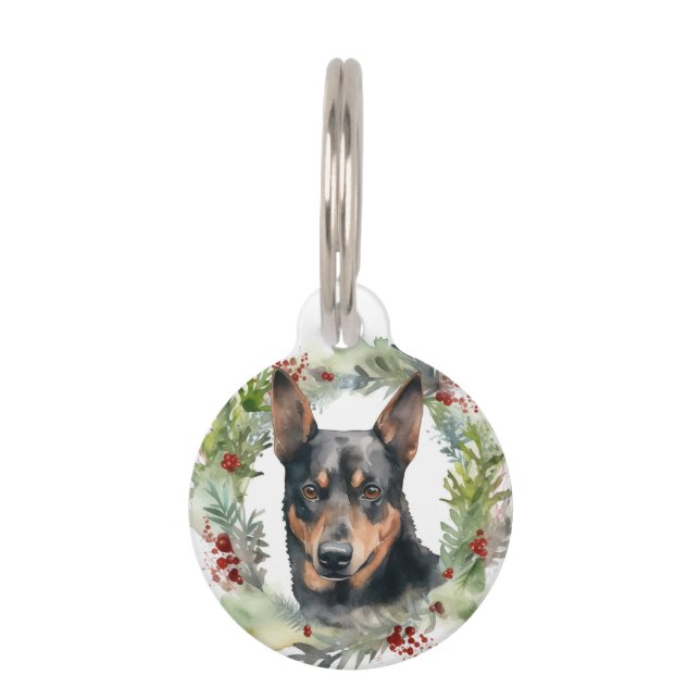 Australian Kelpie Christmas Wreath Festive Pup  Pet Tag (Front)