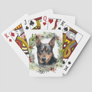 Australian Kelpie Christmas Wreath Festive Pup Playing Cards