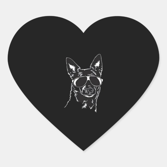 Australian Kelpie cool dog sunglasses Classic T-Sh Heart Sticker (Front)