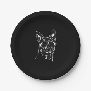 Australian Kelpie cool dog sunglasses Classic T-Sh Paper Plate