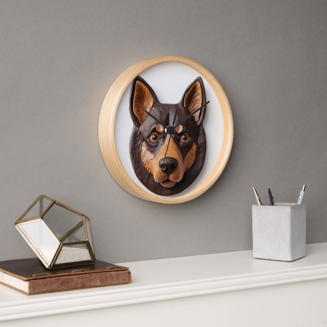 Australian Kelpie Dog 3D Inspired Clock (Office)