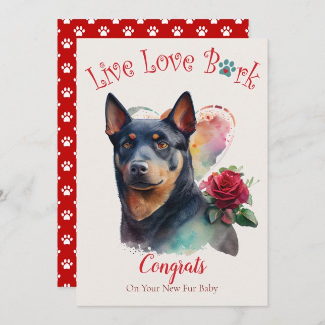 Australian Kelpie Dog Adoption, Gotcha Day Card (Front/Back)