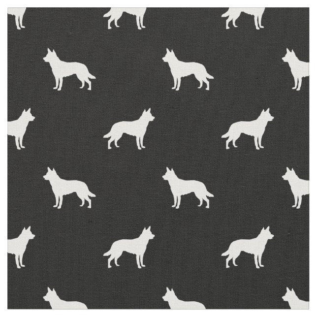Australian Kelpie dog black silhouette Fabric (Close Up)