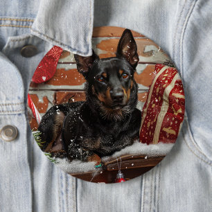 Australian Kelpie Dog Christmas Festive  6 Cm Round Badge