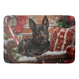 Australian Kelpie Dog Christmas Festive  Bath Mat
