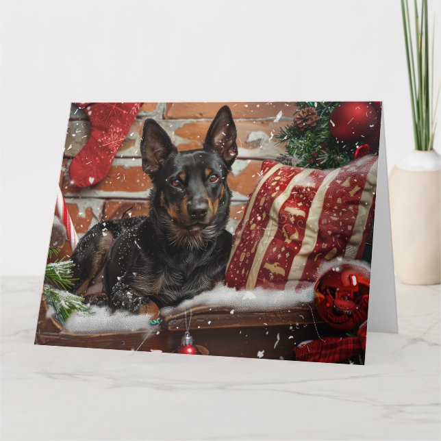 Australian Kelpie Dog Christmas Festive  Card (Front)
