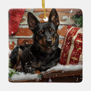 Australian Kelpie Dog Christmas Festive  Ceramic Ornament