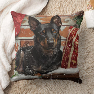 Australian Kelpie Dog Christmas Festive  Cushion