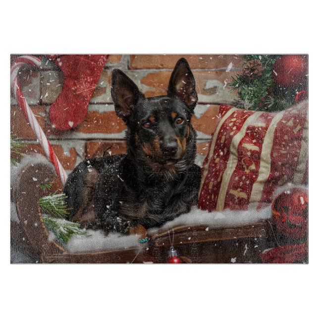 Australian Kelpie Dog Christmas Festive  Cutting Board (Front)