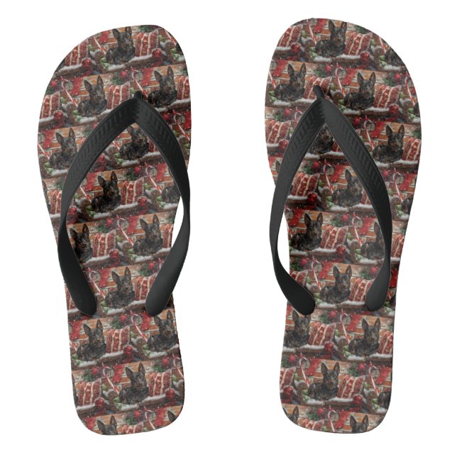 Australian Kelpie Dog Christmas Festive  Flip Flops (Footbed)