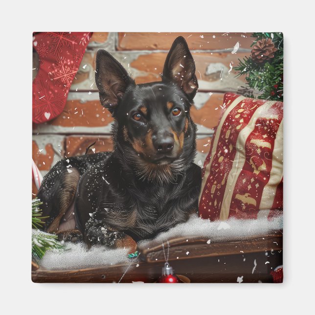 Australian Kelpie Dog Christmas Festive  Magnet (Front)
