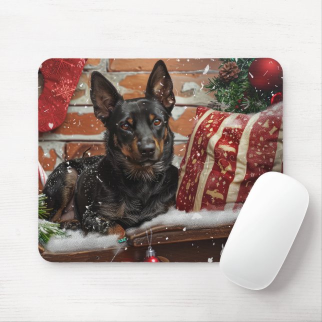 Australian Kelpie Dog Christmas Festive  Mouse Mat (With Mouse)