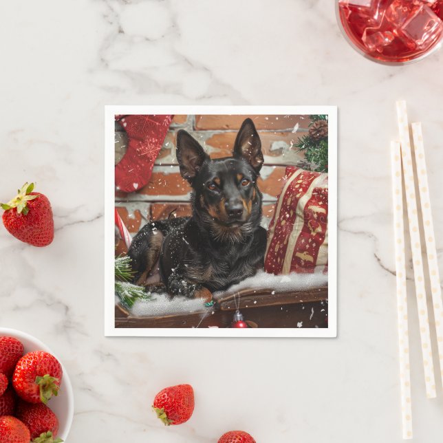 Australian Kelpie Dog Christmas Festive  Napkin (Insitu)