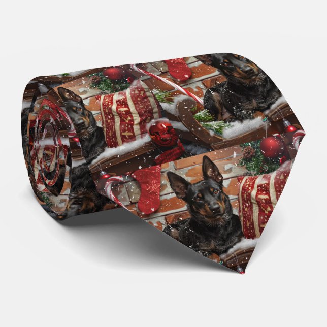Australian Kelpie Dog Christmas Festive  Tie (Rolled)
