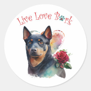 Australian Kelpie Dog Mum Floral Classic Round Sticker