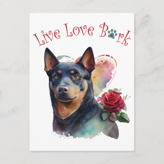 Australian Kelpie Dog Mum Floral Postcard (Front)