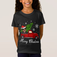 Australian Kelpie Dog Riding Red Truck Christmas P