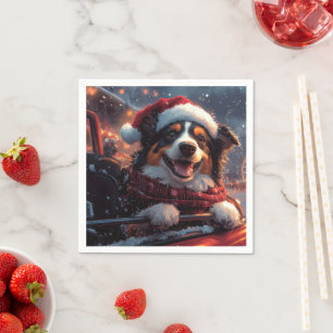 Australian Kelpie Dog Roller Coaster Christmas Napkin