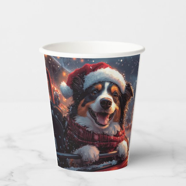 Australian Kelpie Dog Roller Coaster Christmas Paper Cups (Front)