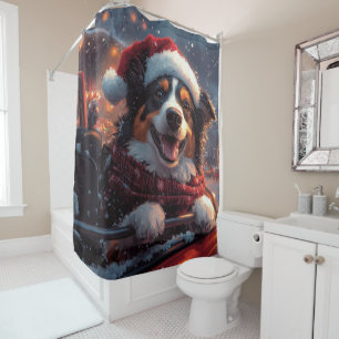 Australian Kelpie Dog Roller Coaster Christmas Shower Curtain