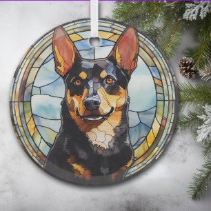 Australian Kelpie Dog Stained Glass Tree Decoration